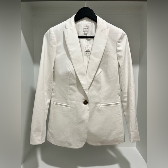 J. Crew Linen cotton Blend One Button Blazer White Size 0 NEW capsule wardrobe - Picture 5 of 14